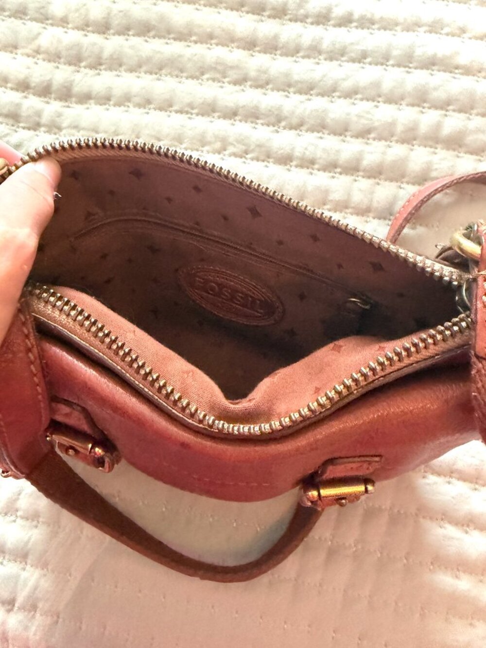 Fossil Brown Leather Crossbody Satchel Bag - Picture 4 of 4